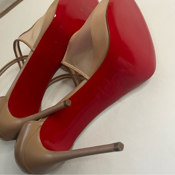NWT Authentic Christian Louboutin Mariacar 120 Rete/Nappa 9B Strapped Heels - Picture 3 of 16